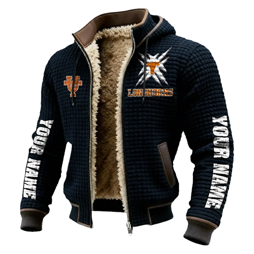 The Longhorn Pride Fleece-Lined Hooded Jacket, Brushed Interior Winter Jacket HVN1448TL - Black - Image 2