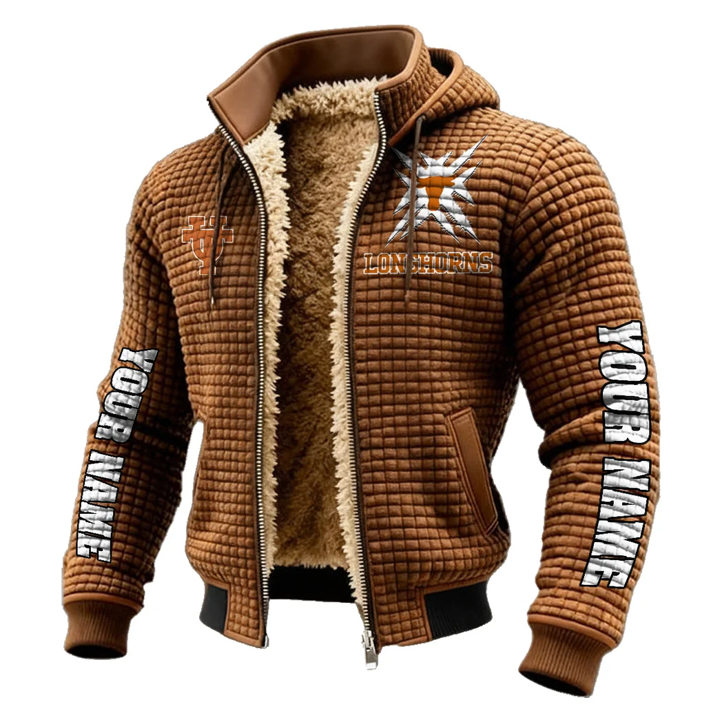 The Longhorn Pride Fleece-Lined Hooded Jacket, Brushed Interior Winter Jacket HVN1448TL - brown - Image 2