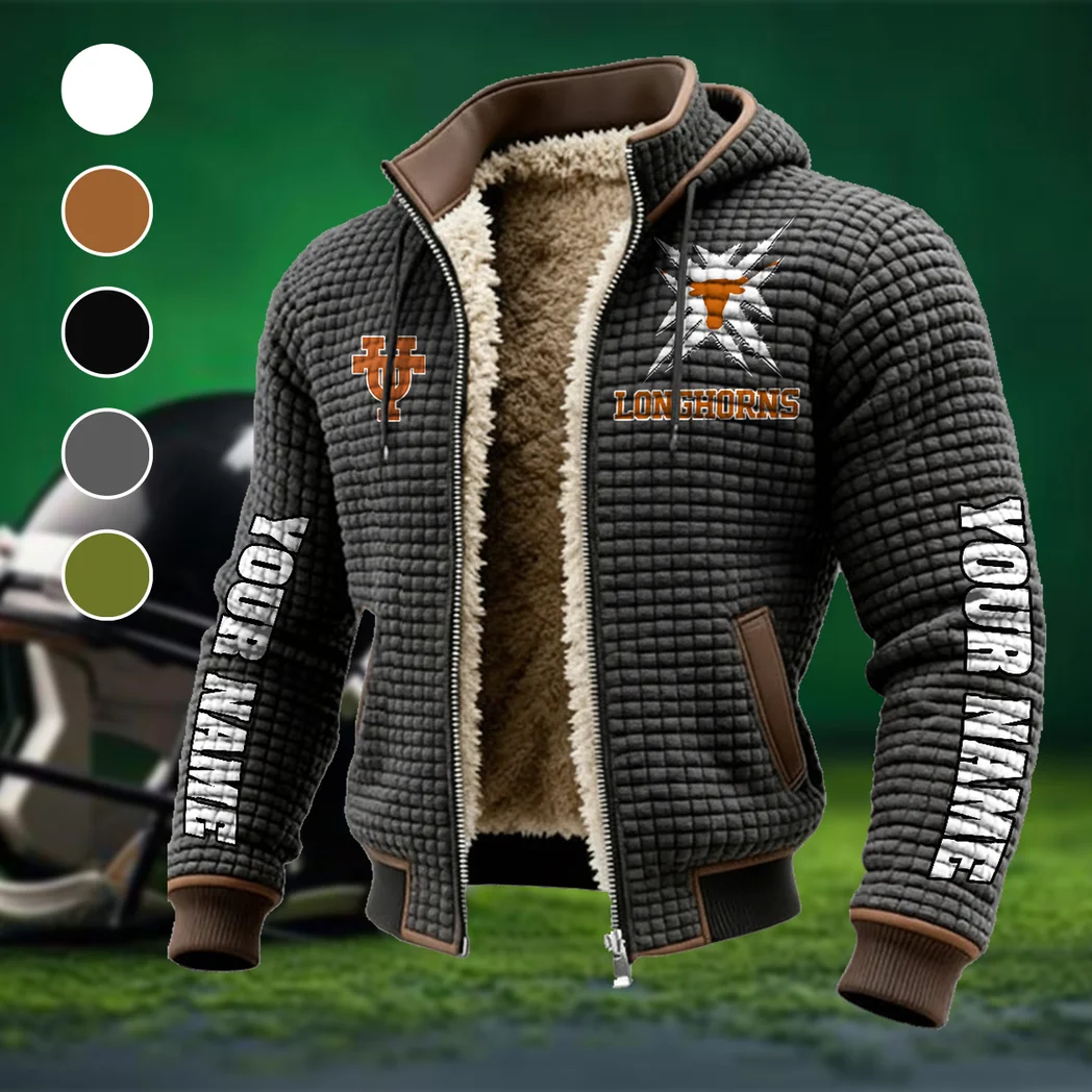 The Longhorn Pride Fleece-Lined Hooded Jacket, Brushed Interior Winter Jacket HVN1448TL - Grey