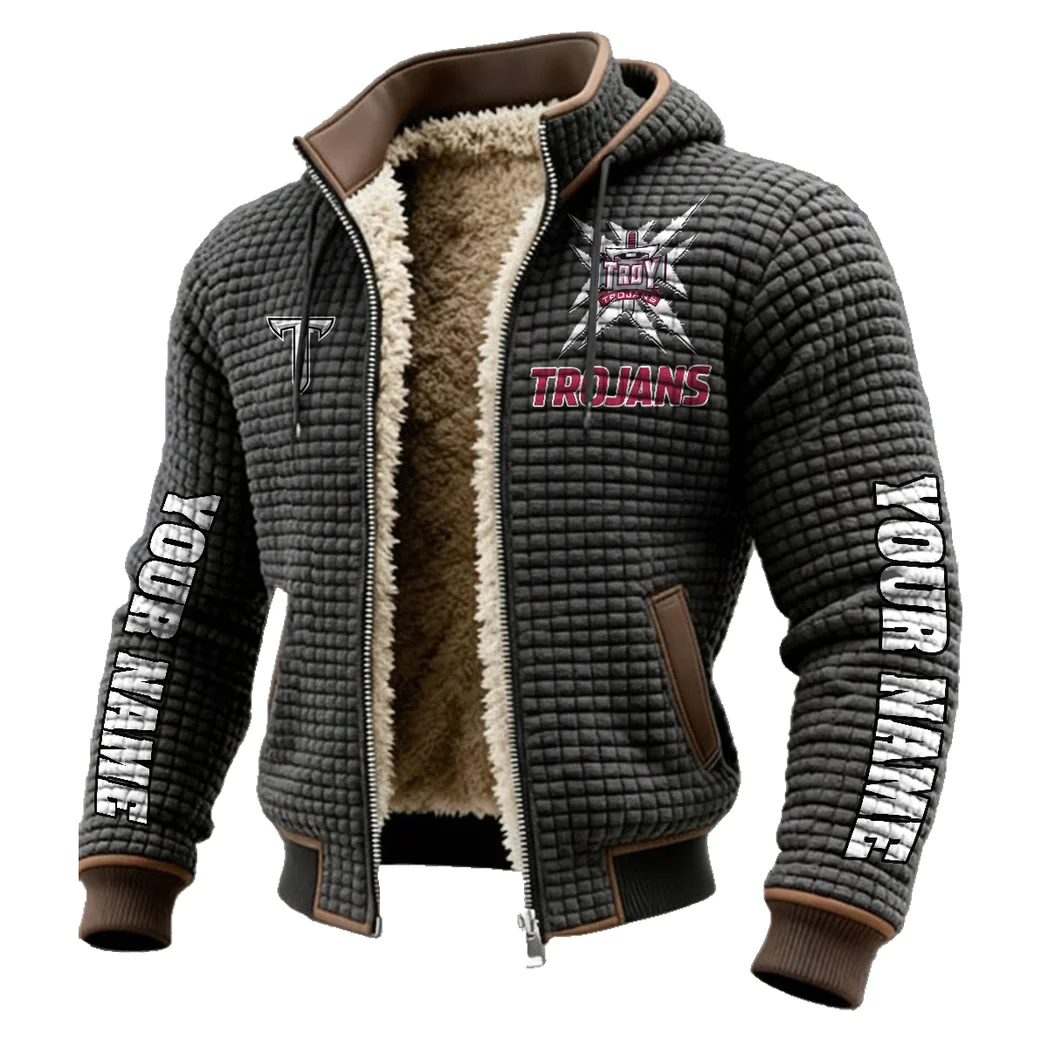 The Trojan Nation Fleece-Lined Hooded Jacket, High-Density Comfort Fleece HVN1448TT - Grey - Image 2