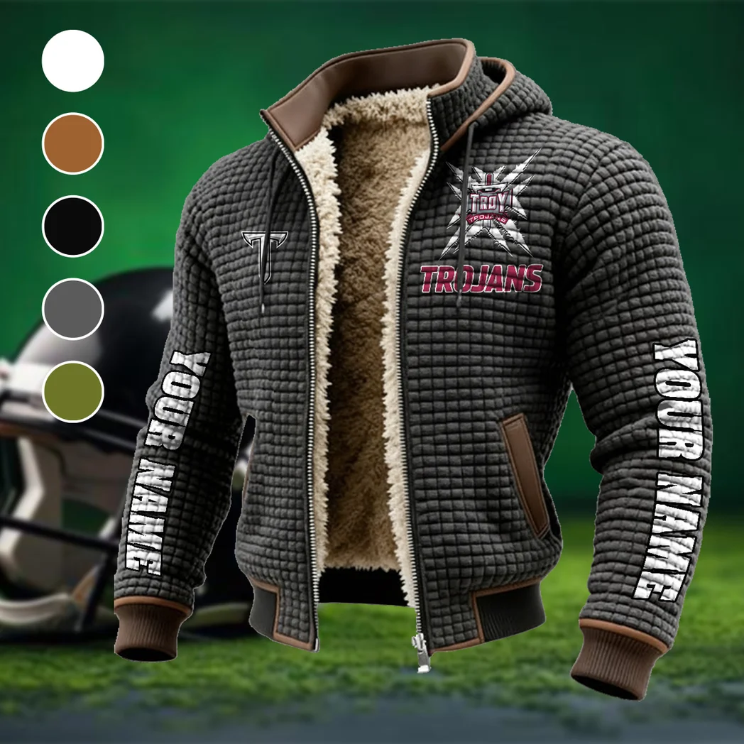 The Trojan Nation Fleece-Lined Hooded Jacket, High-Density Comfort Fleece HVN1448TT - Grey