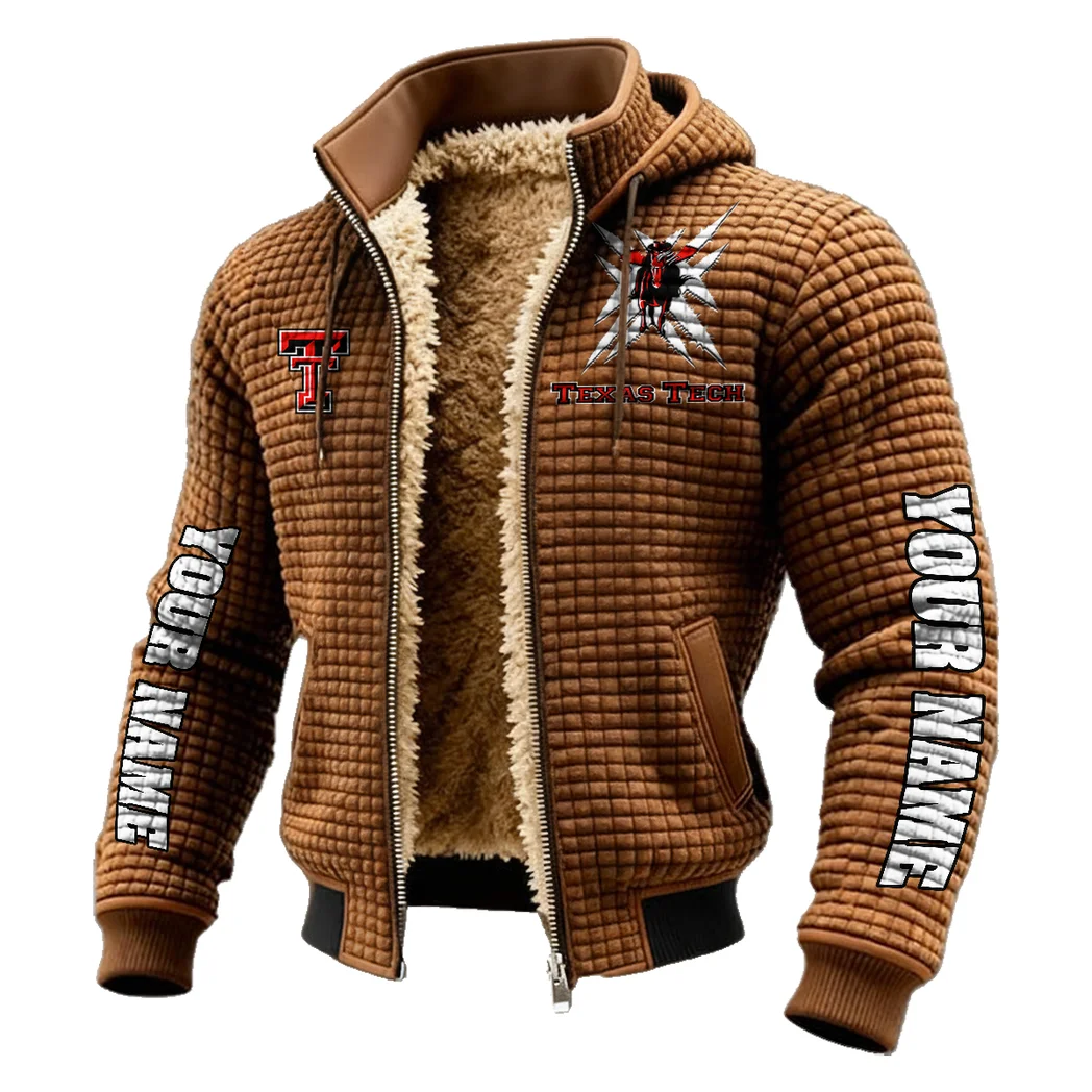 The Red Raider Nation Fleece-Lined Hooded Jacket, Premium Bonded Fleece Jacket HVN1448TT - brown - Image 2