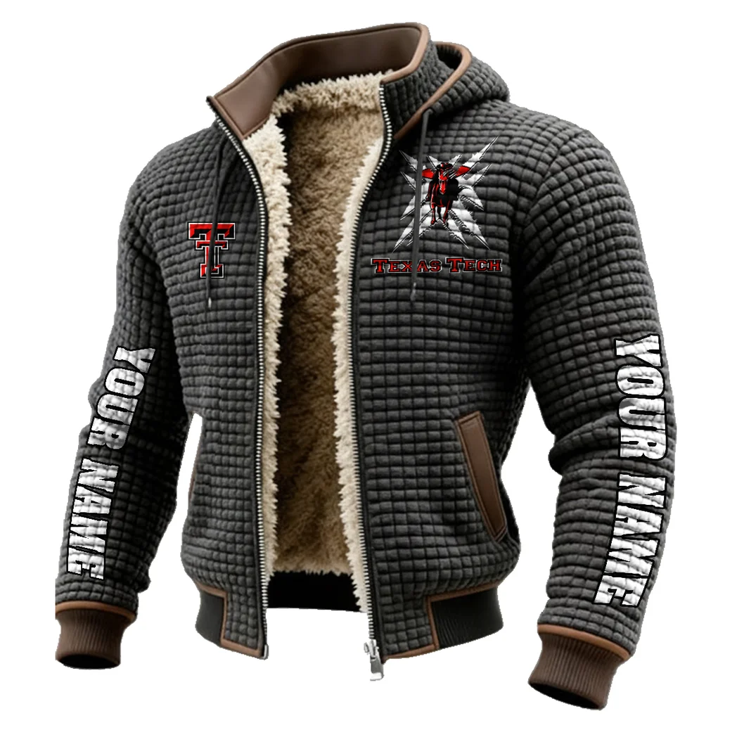 The Red Raider Nation Fleece-Lined Hooded Jacket, Premium Bonded Fleece Jacket HVN1448TT - Grey - Image 2