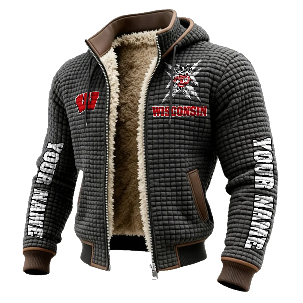 The Badger Nation Fleece-Lined Hooded Jacket, Peak Performance Hooded Shell HVN1448WB - Grey - Image 2