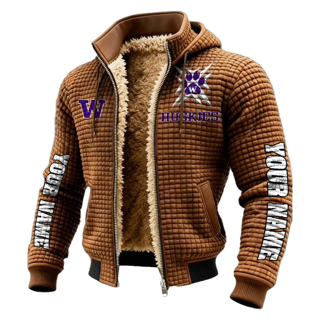 The Husky Nation Fleece-Lined Hooded Jacket, Weather-Shield Fleece Hoody HVN1448WH - brown - Image 2