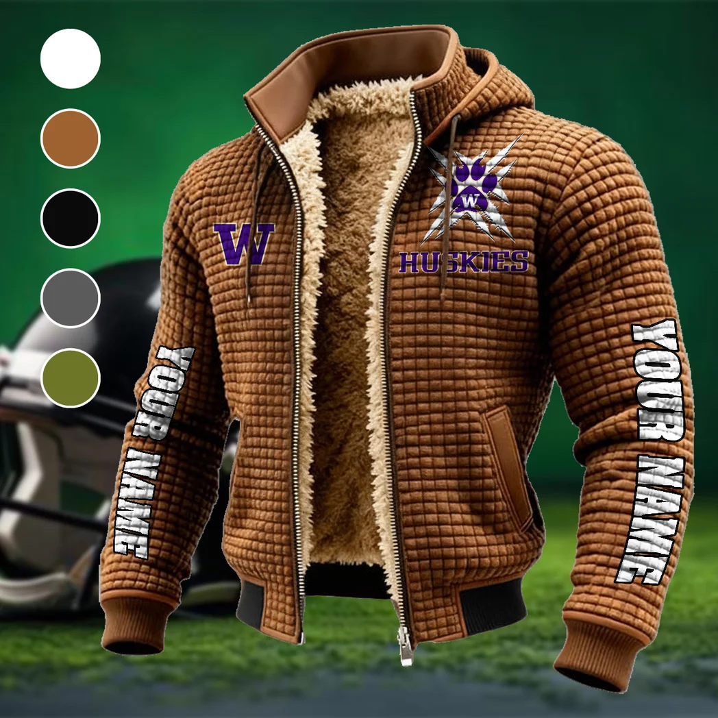 The Husky Nation Fleece-Lined Hooded Jacket, Weather-Shield Fleece Hoody HVN1448WH - brown