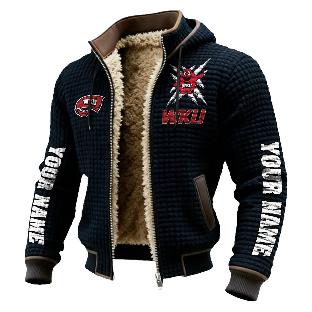 The WKU Elite Fleece-Lined Hooded Jacket, Wind-Blocker Insulated Hoody HVN1448WK - Black - Image 2