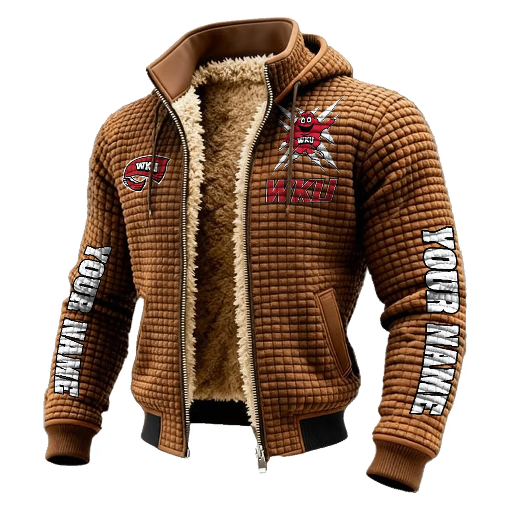 The WKU Elite Fleece-Lined Hooded Jacket, Wind-Blocker Insulated Hoody HVN1448WK - brown - Image 2