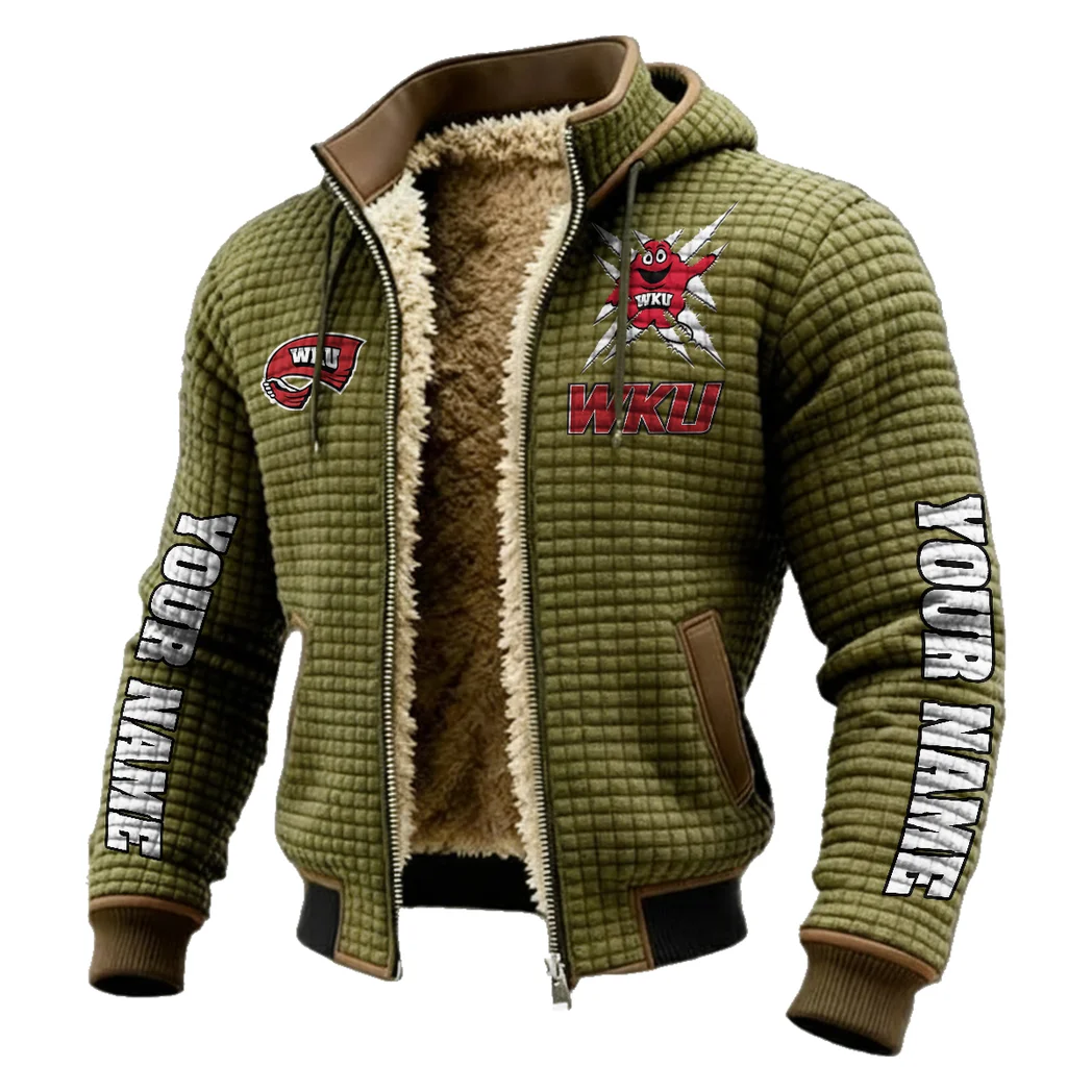 The WKU Elite Fleece-Lined Hooded Jacket, Wind-Blocker Insulated Hoody HVN1448WK - Green - Image 2
