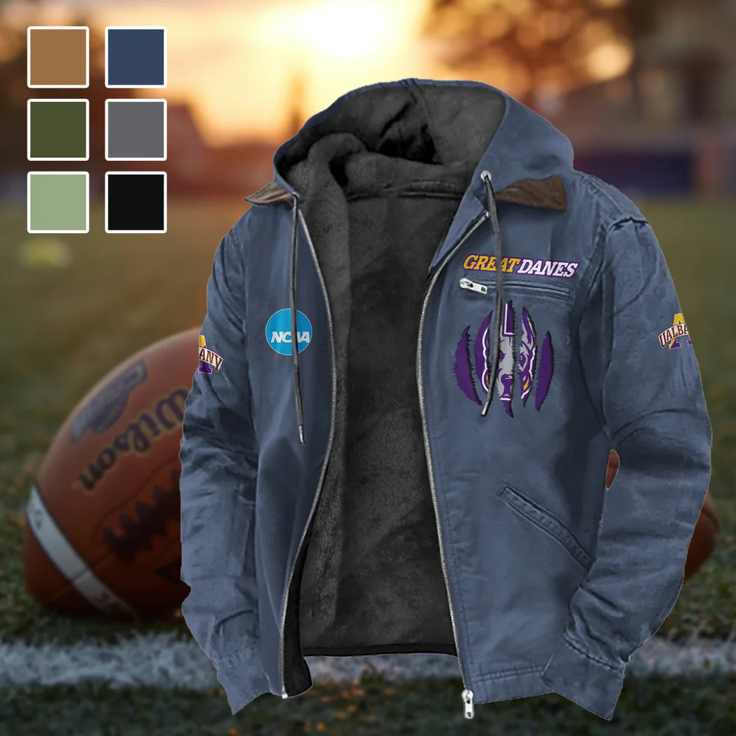 The SUNY Stars Flannel Hoodie, Casual Sport Hooded Flannel HVN1449AG - Navy Blue