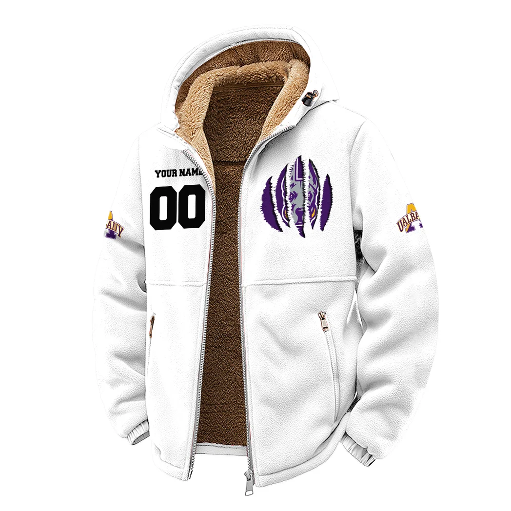 The SUNY Stars Winter Fleece Jacket, Insulated Sport Hoody HVN1449AG - White - Image 2
