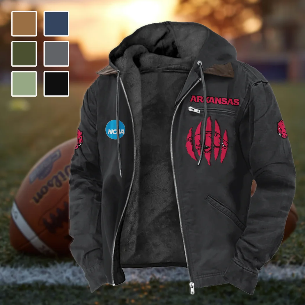 The Razorback Nation Flannel Hoodie, Fan Squad Flannel Hoodie HVN1449AR - Black