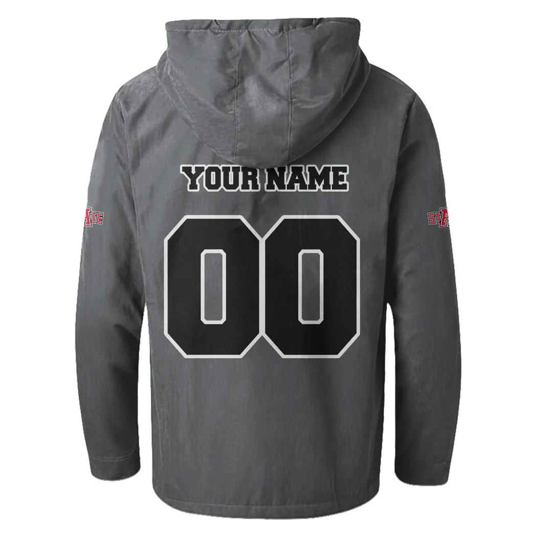 The Red Wolves Flannel Hoodie, Team Spirit Flannel Hoodie HVN1449AS - Gray - Image 3