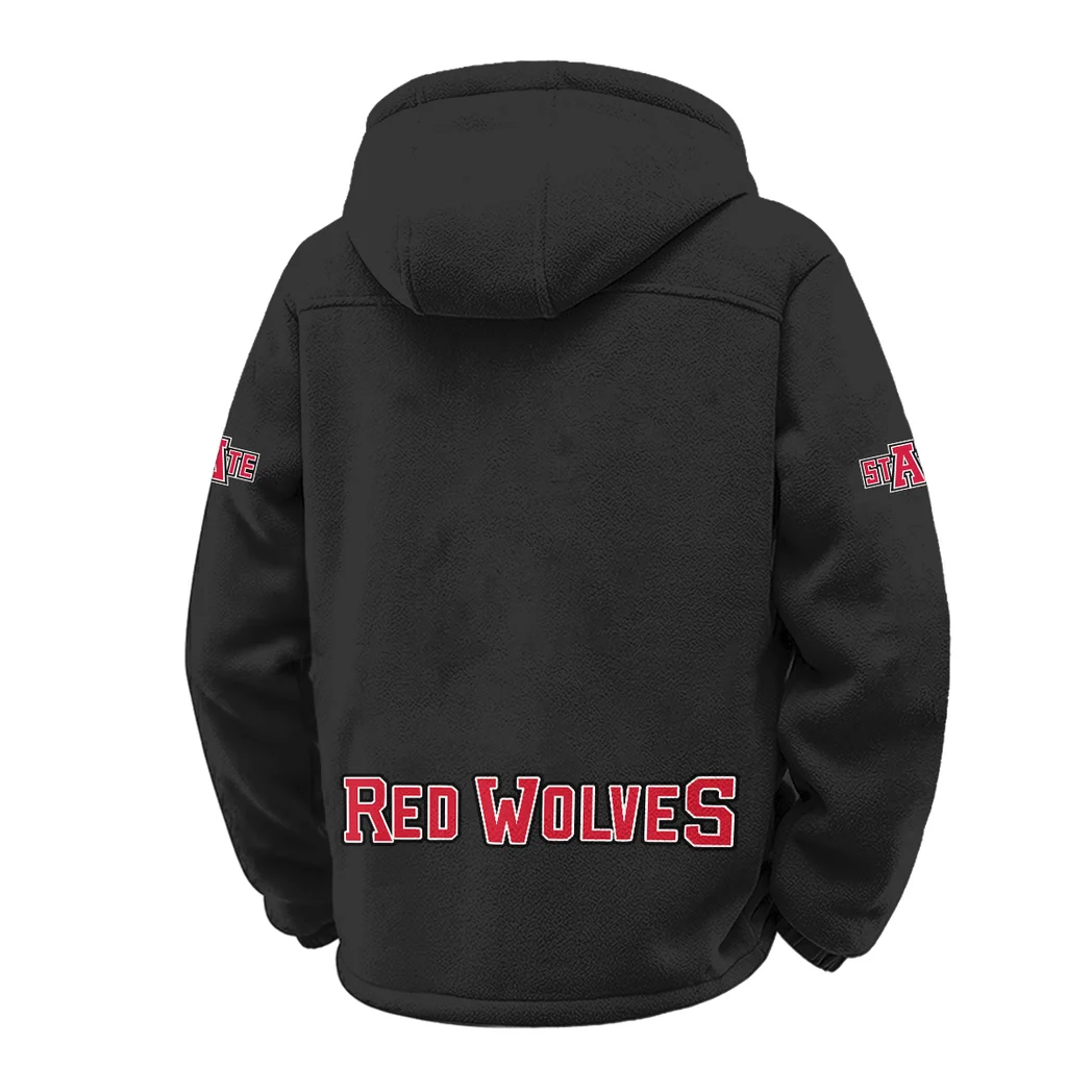 The Red Wolves Winter Fleece Jacket, Polar Climate Fleece HVN1449AS - Black - Image 3