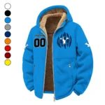 The Blue and White Winter Fleece Jacket, Snow-Ready Active Fleece HVN1449BY - cyan