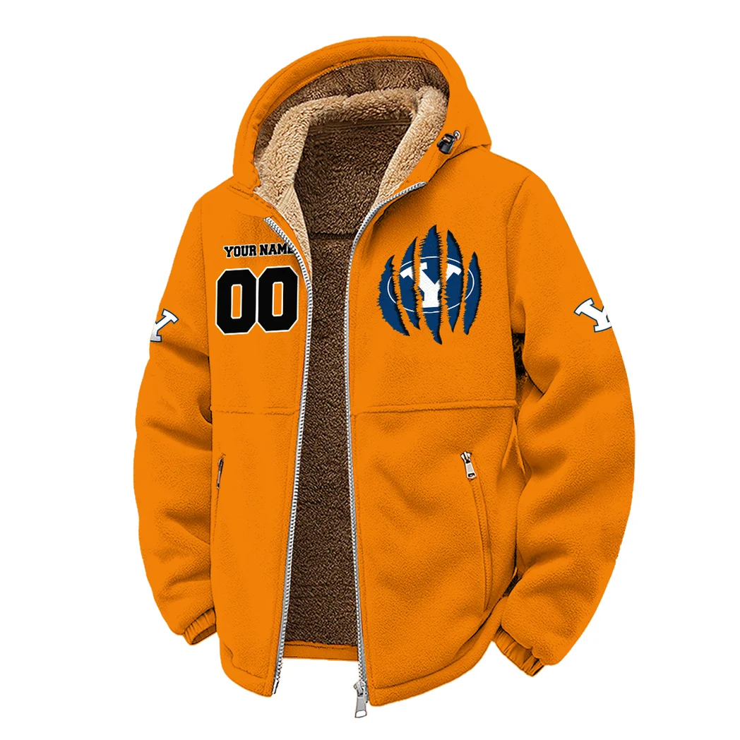 The Blue and White Winter Fleece Jacket, Snow-Ready Active Fleece HVN1449BY - Orange - Image 2