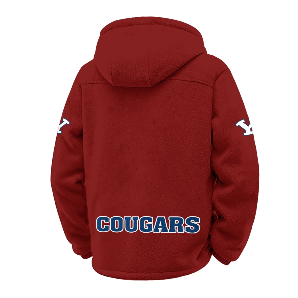 The Blue and White Winter Fleece Jacket, Snow-Ready Active Fleece HVN1449BY - Wine - Image 3
