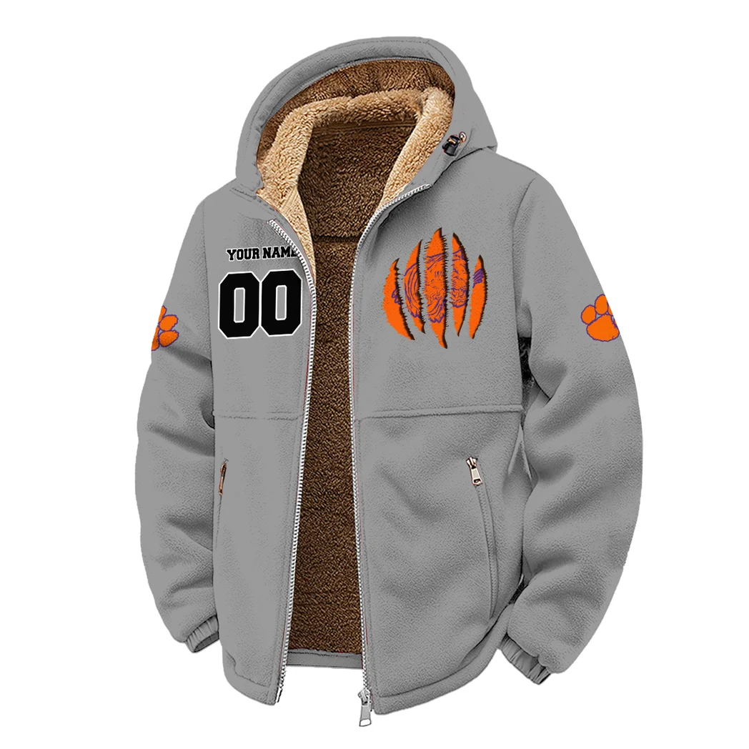 The Tiger Nation Winter Fleece Jacket, Heavyweight Plush Fleece HVN1449CT - Grey - Image 2