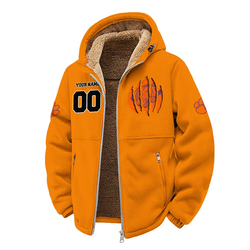 The Tiger Nation Winter Fleece Jacket, Heavyweight Plush Fleece HVN1449CT - Orange - Image 2