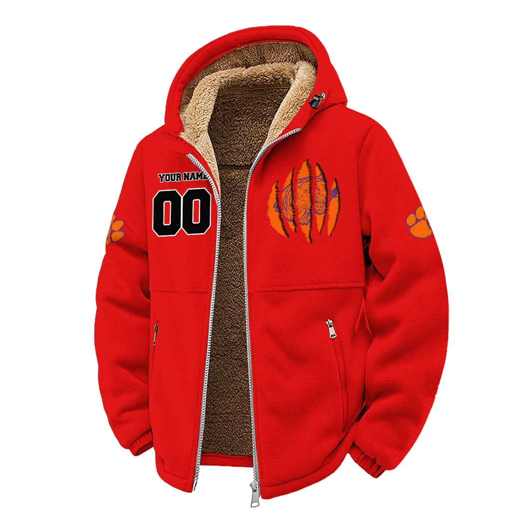 The Tiger Nation Winter Fleece Jacket, Heavyweight Plush Fleece HVN1449CT - red - Image 2