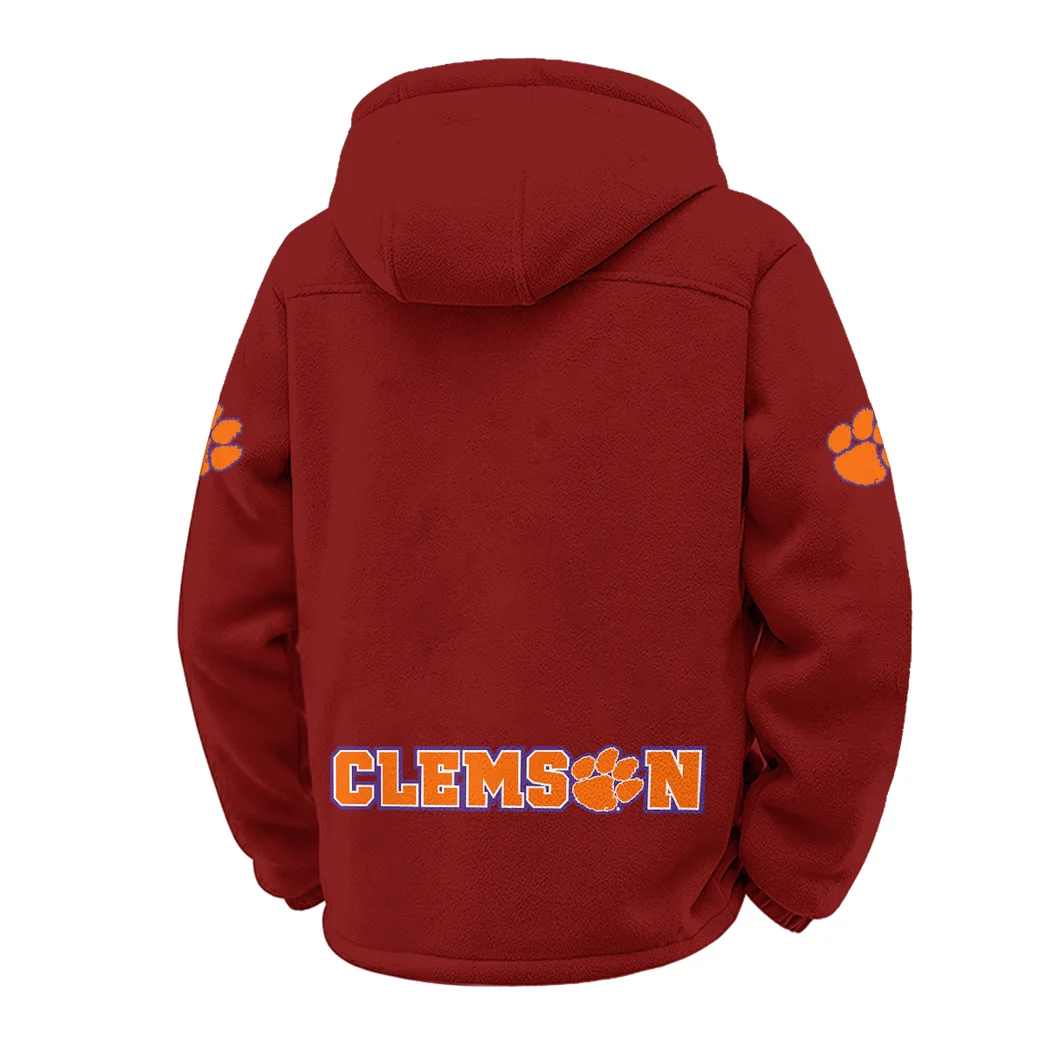 The Tiger Nation Winter Fleece Jacket, Heavyweight Plush Fleece HVN1449CT - Wine - Image 3