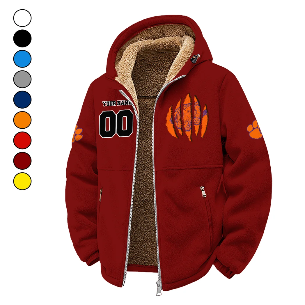 The Tiger Nation Winter Fleece Jacket, Heavyweight Plush Fleece HVN1449CT - Wine