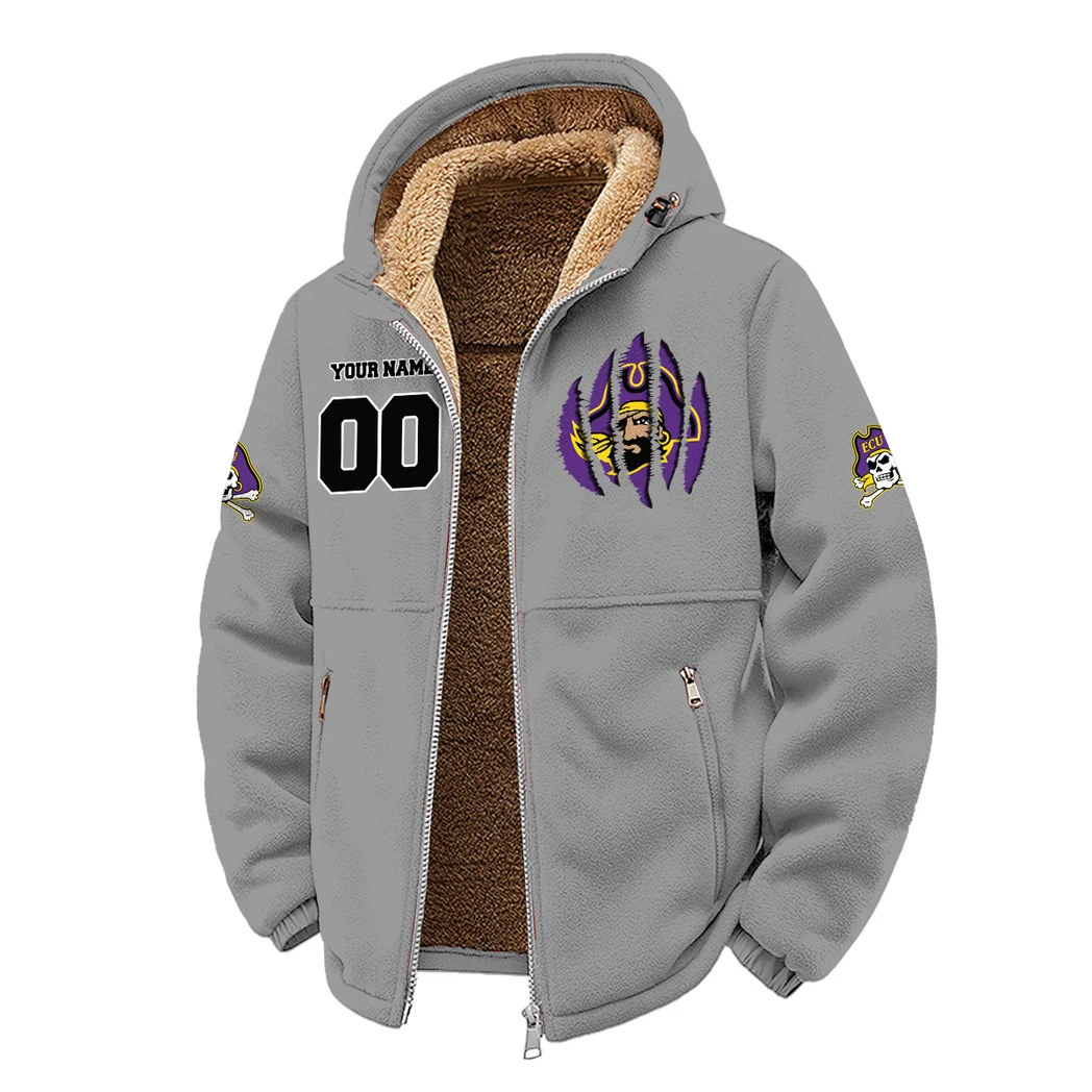 ECU Winter Fleece Jacket, Luxe Microfleece Pullover HVN1449EC - Grey - Image 2