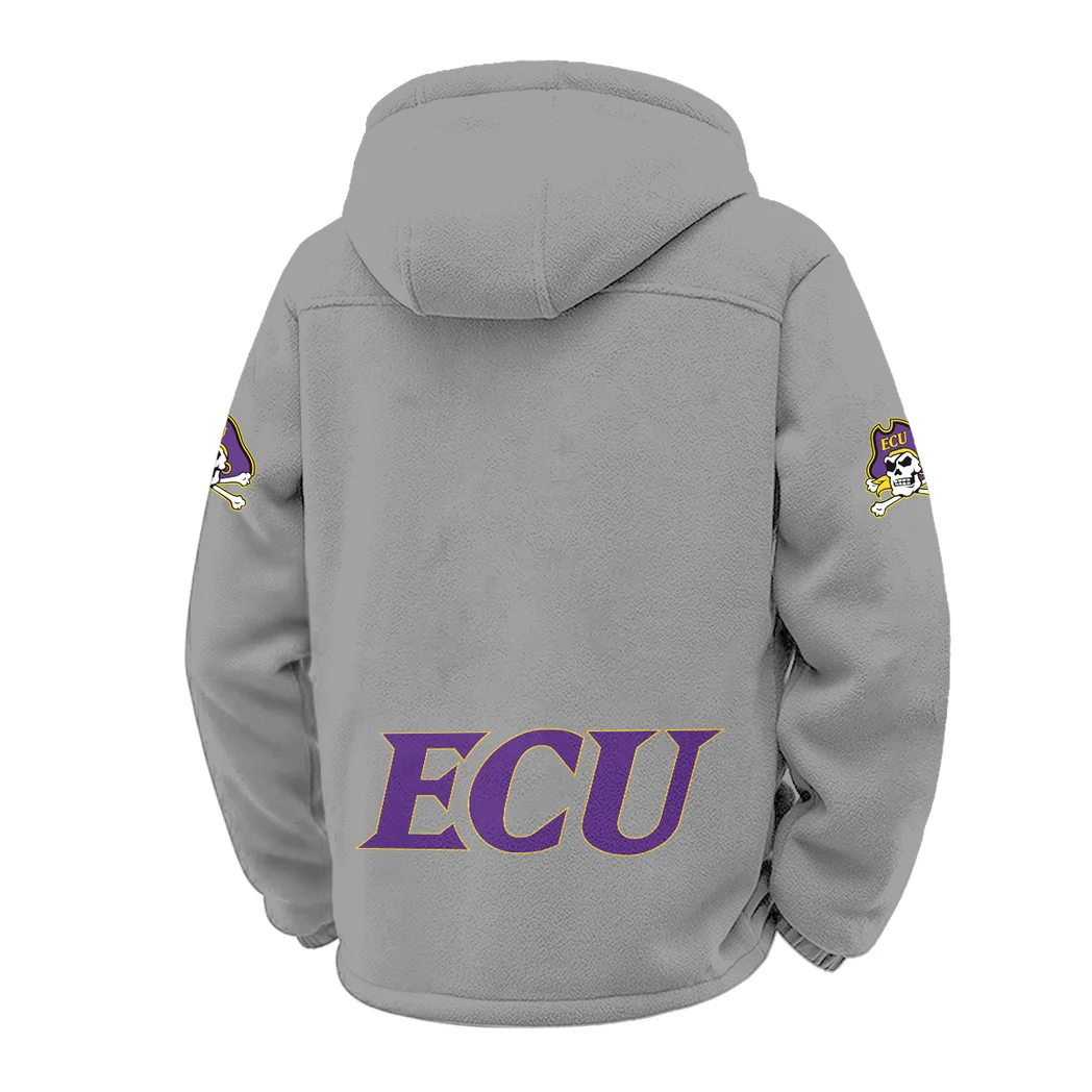 ECU Winter Fleece Jacket, Luxe Microfleece Pullover HVN1449EC - Grey - Image 3