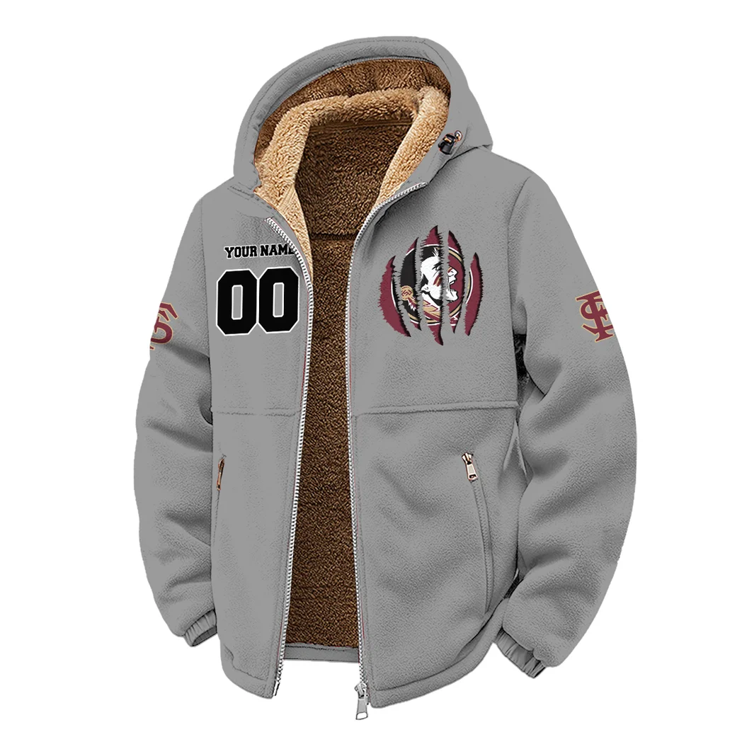 The FSU Force Winter Fleece Jacket, Warm Core Loft Fleece HVN1449FS - Grey - Image 2