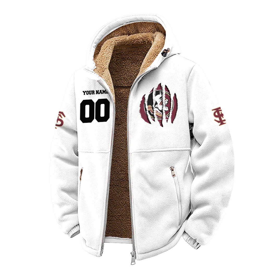 The FSU Force Winter Fleece Jacket, Warm Core Loft Fleece HVN1449FS - White - Image 2