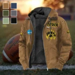 The Iowa Wave Flannel Hoodie, Casual Sport Hooded Flannel HVN1449IO - Camel