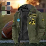 The Iowa Wave Flannel Hoodie, Casual Sport Hooded Flannel HVN1449IO - Green