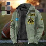 The Iowa Wave Flannel Hoodie, Casual Sport Hooded Flannel HVN1449IO - Light Green