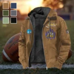The JMU Spirit Flannel Hoodie, Everyday Supporter Hooded Flannel HVN1449JM - Camel