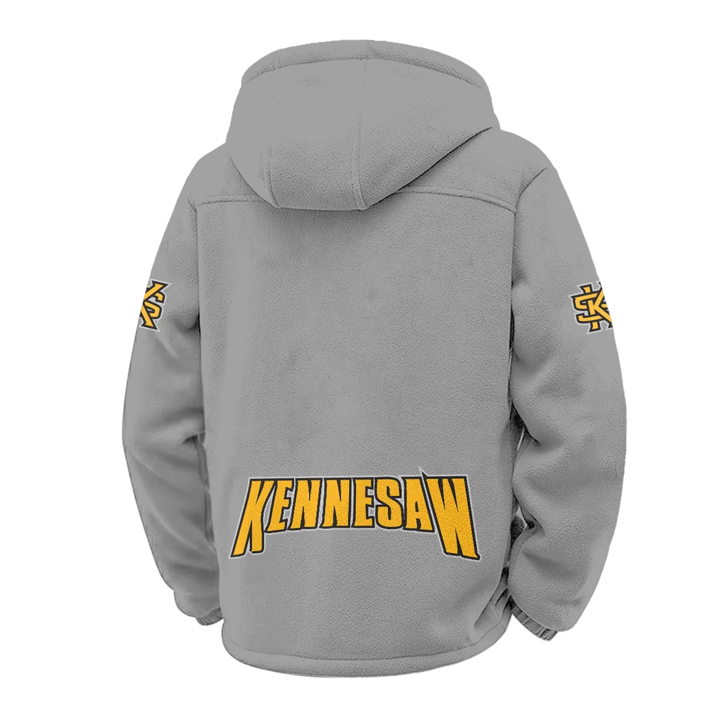 The Owl Nation Winter Fleece Jacket, Heavy-Duty Cold Fleece HVN1449KS - Grey - Image 3