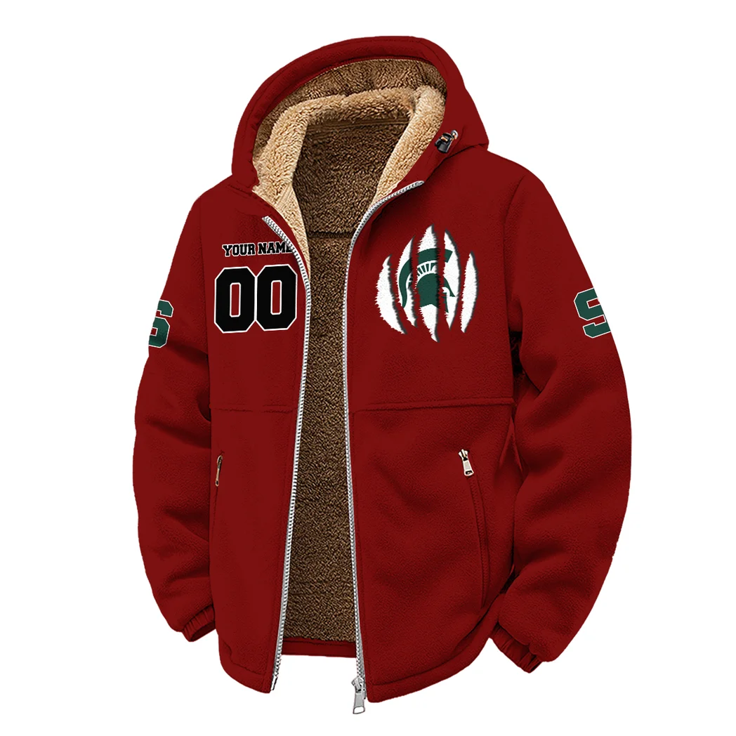 The Spartans Winter Fleece Jacket, Ultra-Soft Fleece Shell HVN1449MS - Wine - Image 2