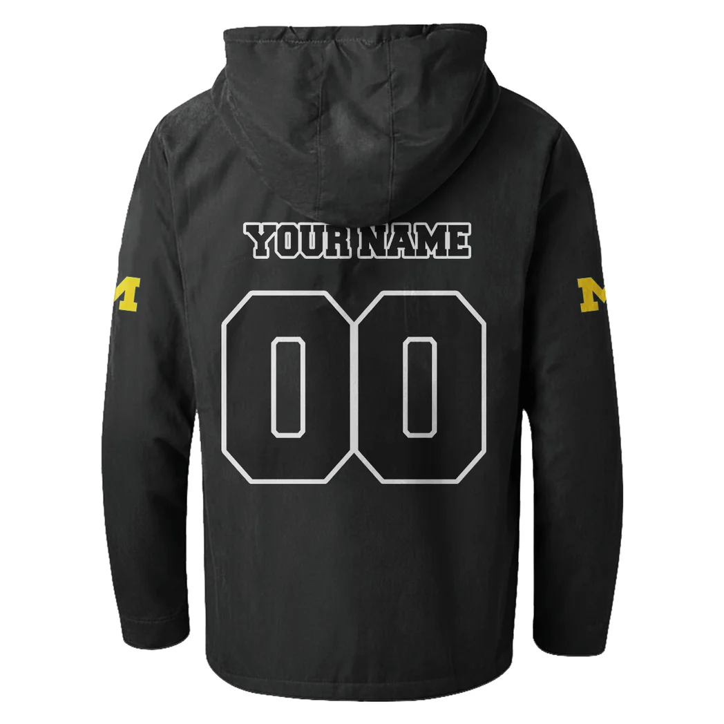 Team 145 Flannel Hoodie, Cold Game Day Hoodie HVN1449MW - Black - Image 3