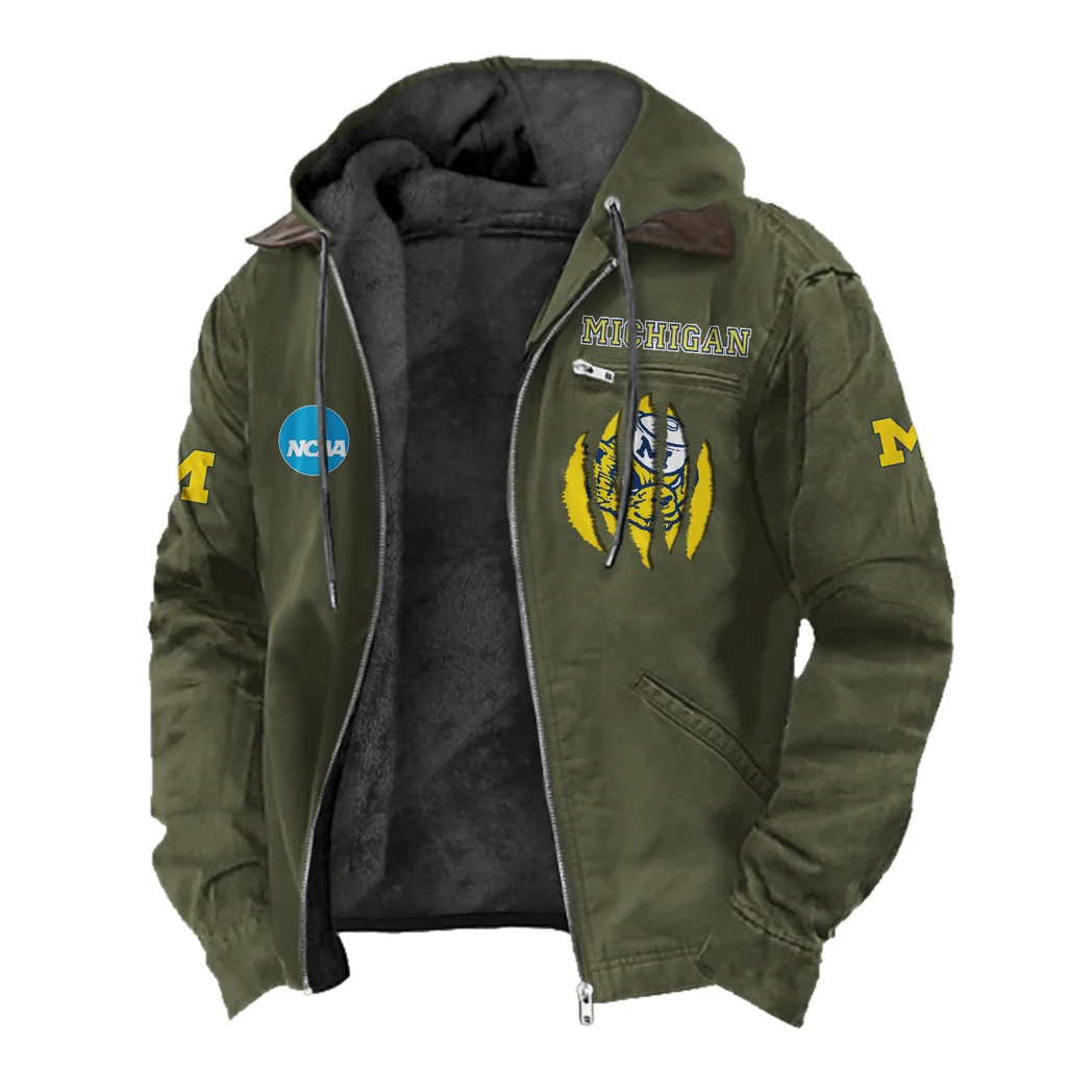 Team 145 Flannel Hoodie, Cold Game Day Hoodie HVN1449MW - Green - Image 2