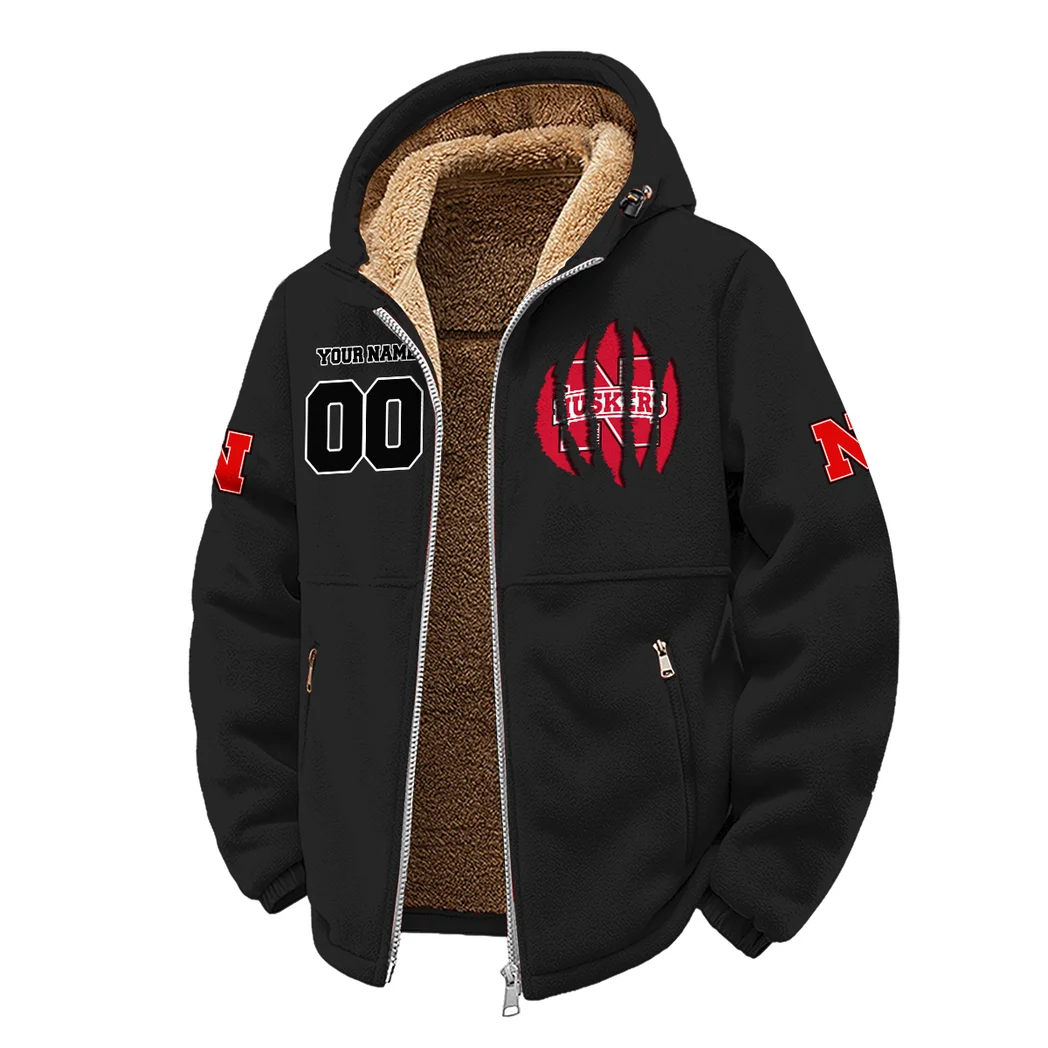 The Scarlet and Cream Winter Fleece Jacket, Warm Core Loft Fleece HVN1449NC - Black - Image 2
