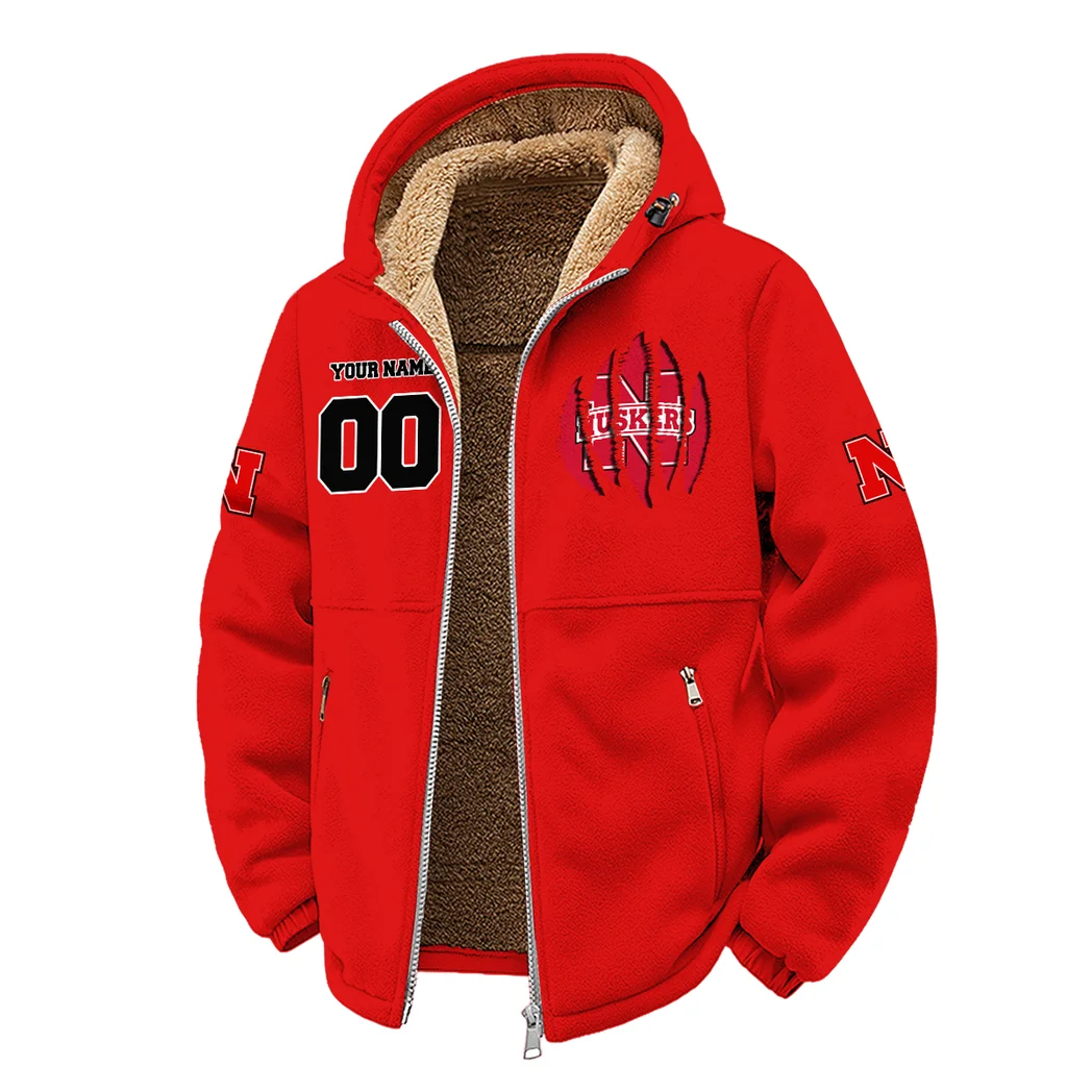 The Scarlet and Cream Winter Fleece Jacket, Warm Core Loft Fleece HVN1449NC - red - Image 2