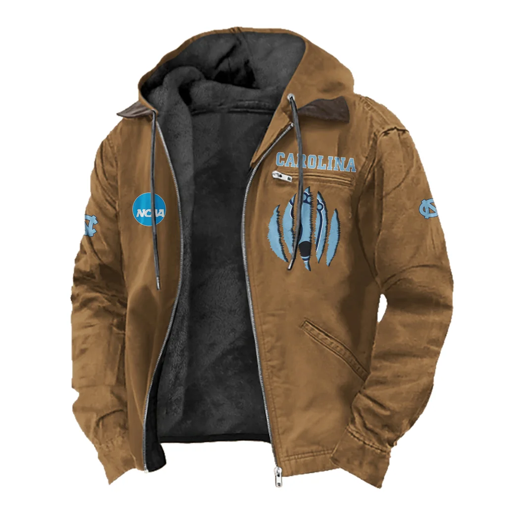 The Tar Heel Power Flannel Hoodie, Classic Flannel Sport Hoodie HVN1449NC - Camel - Image 2