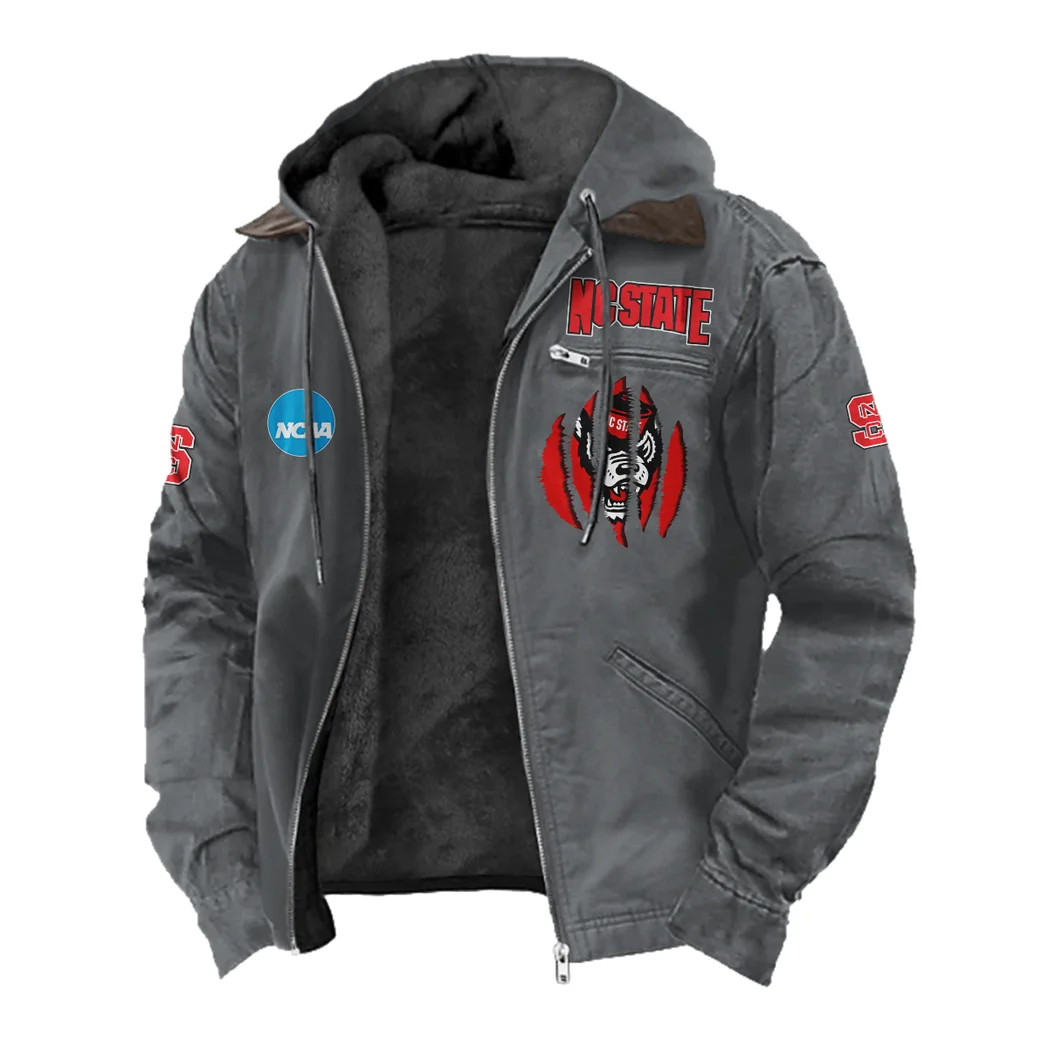 Raleigh’s Finest Flannel Hoodie, Athletic Lifestyle Fan Hoodie HVN1449NC - Gray - Image 2
