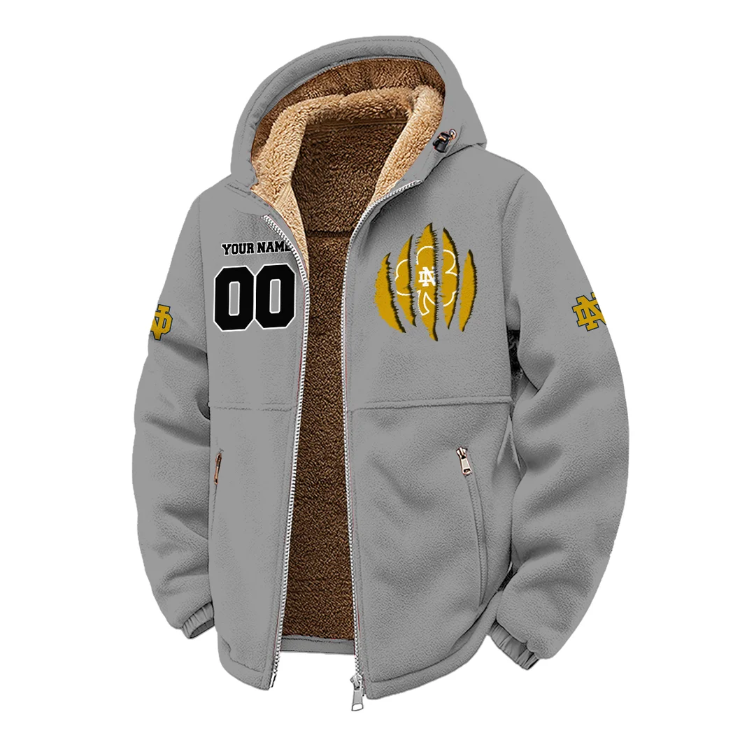The Fighting Irish Winter Fleece Jacket, Sherpa Lined Winter Fleece HVN1449ND - Grey - Image 2