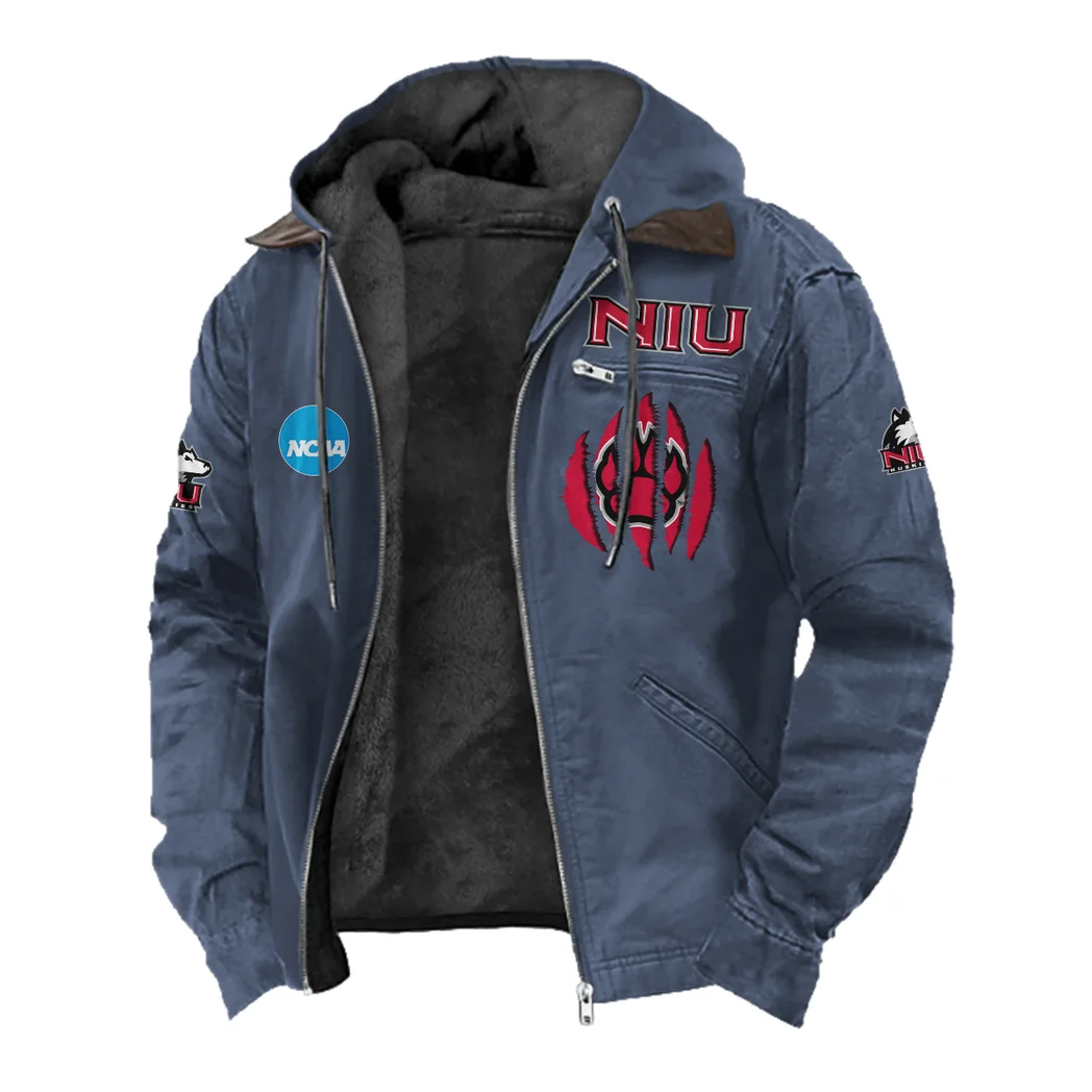 The NIU Spirit Flannel Hoodie, Loyal Supporter Sport Hoodie HVN1449NI - Navy Blue - Image 2