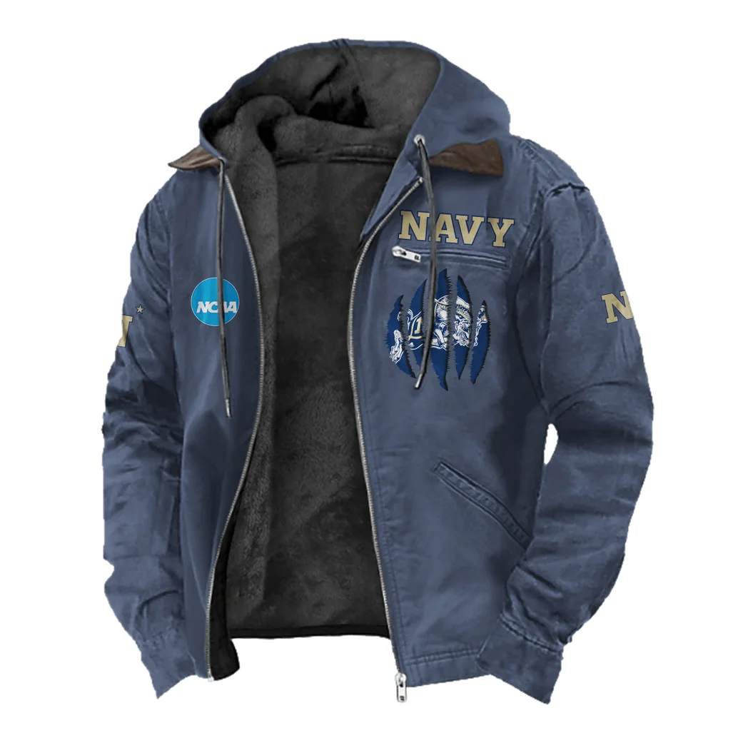 The Midshipmen Power Flannel Hoodie, Fan Pride Hooded Flannel HVN1449NM - Navy Blue - Image 2