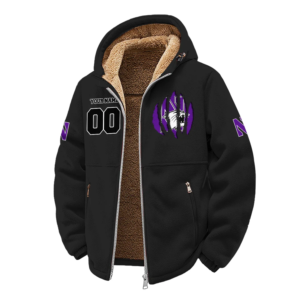 The Wildcat Pride Winter Fleece Jacket, Cold Weather Hiking Fleece HVN1449NW - Black - Image 2