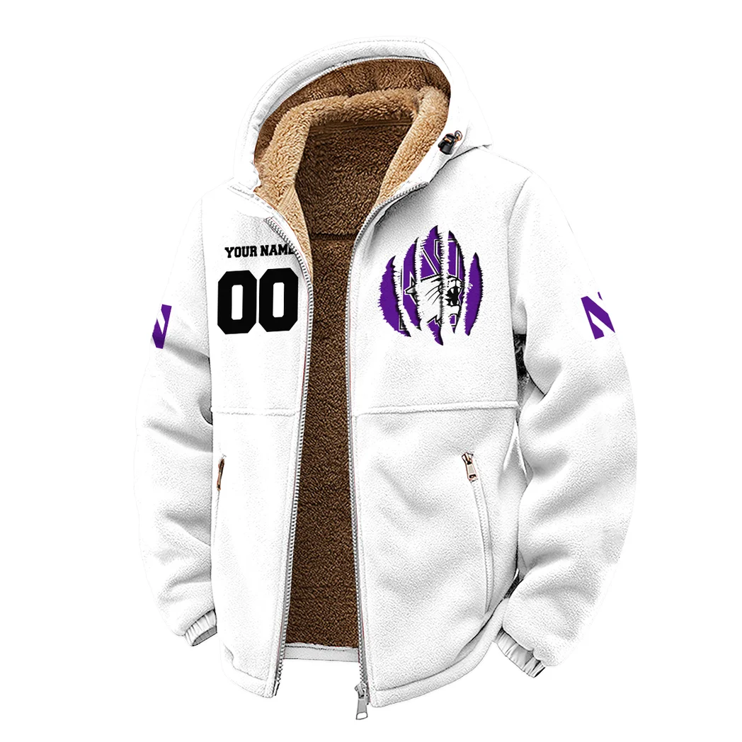 The Wildcat Pride Winter Fleece Jacket, Cold Weather Hiking Fleece HVN1449NW - White - Image 2