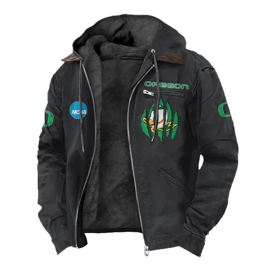 The Duck Spirit Flannel Hoodie, Team Spirit Flannel Hoodie HVN1449OD - Black - Image 2