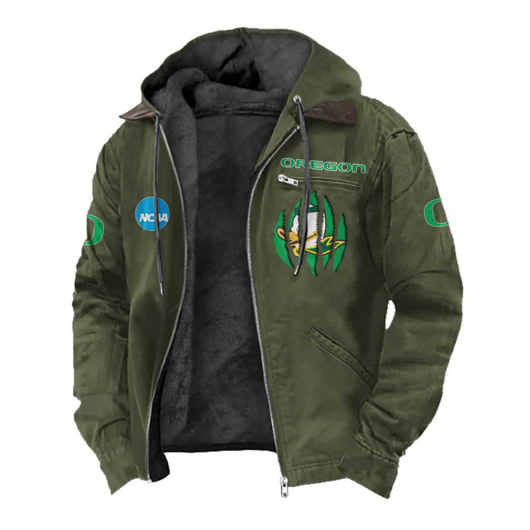The Duck Spirit Flannel Hoodie, Team Spirit Flannel Hoodie HVN1449OD - Green - Image 2