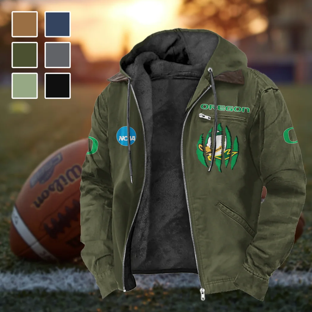 The Duck Spirit Flannel Hoodie, Team Spirit Flannel Hoodie HVN1449OD - Green